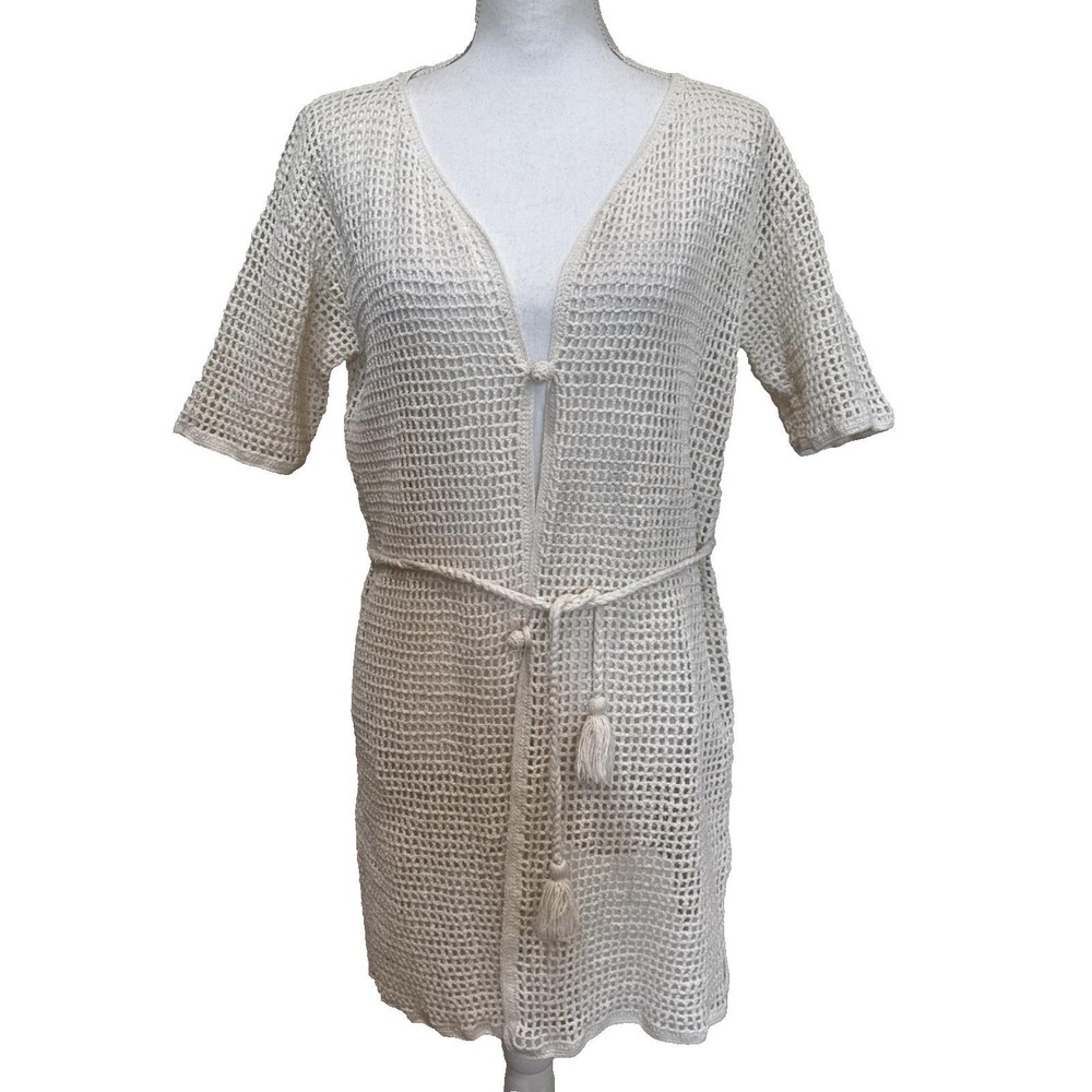 Vtg Women's Swim Cover Crochet Dress Size S/M Hawaiian Resort Wear Vaca Beachy